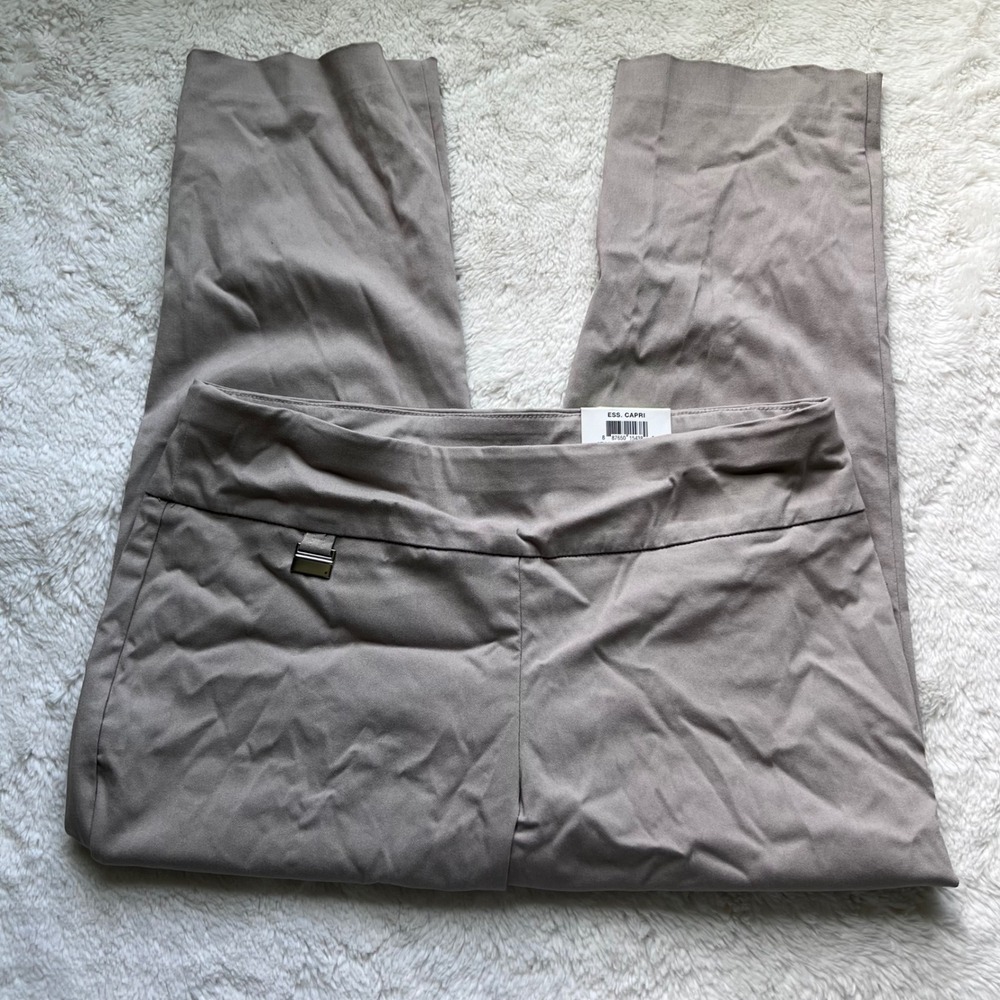 Alfani Womens Essential Capri Tummy Control Pants Summer Straw Tan 4P P2943SW677